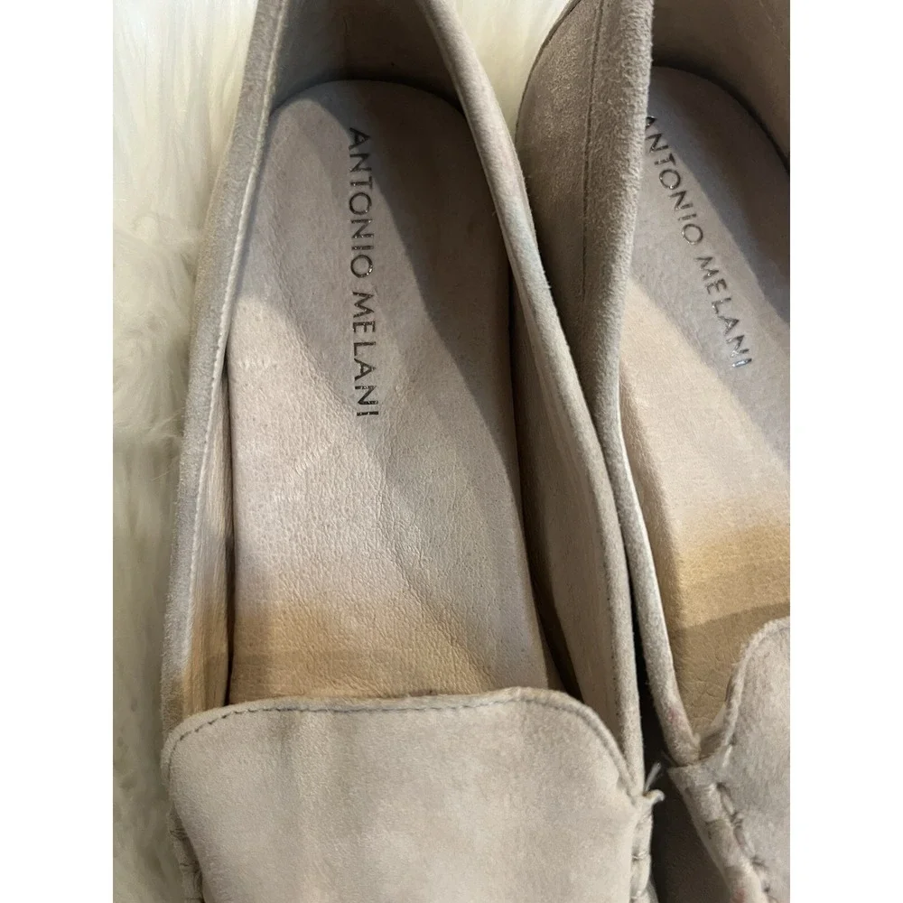 Antonio‎ Melani Taupe Suede Loafers Women's 8.5 Slip On Comfort Shoes Flat